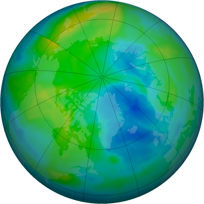Arctic ozone map for 15 October 2010
